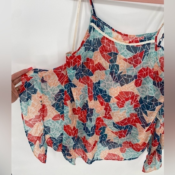 BCBGeneration sheer multicolored see through baggy loose fit tank top large - Picture 4 of 12